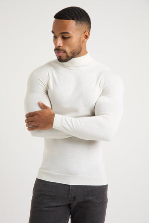 Merino Wool Roll Neck in Chalk - TAILORED ATHLETE - ROW