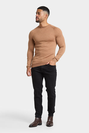 Merino Wool Crew Neck Jumper in Camel - TAILORED ATHLETE - ROW