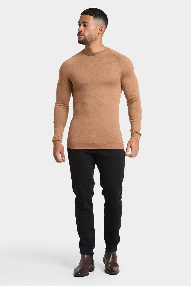 Merino Wool Crew Neck Jumper in Camel - TAILORED ATHLETE - ROW