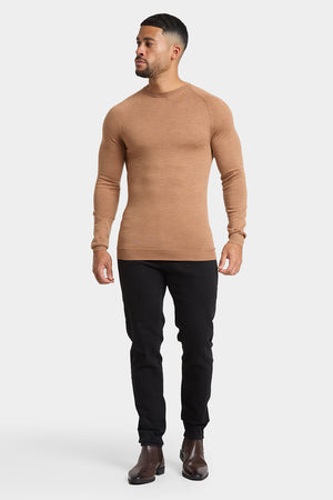 Merino Wool Crew Neck Jumper in Camel - TAILORED ATHLETE - ROW