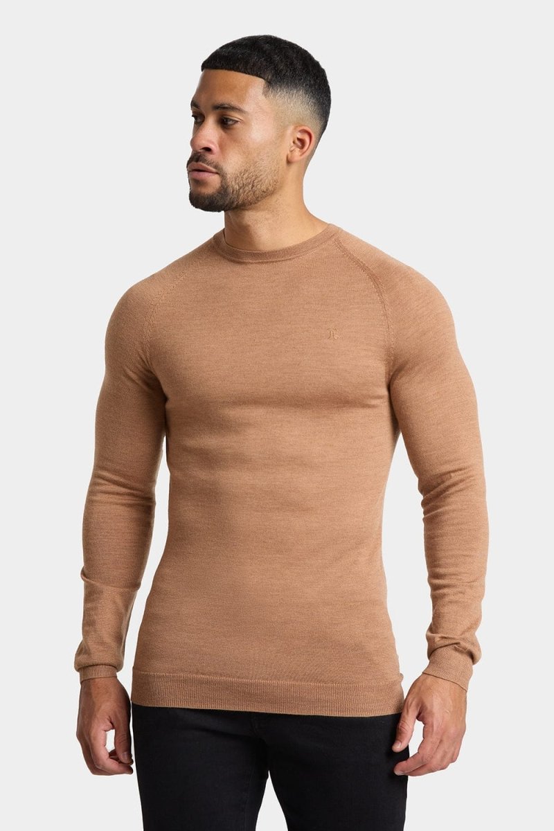 Merino Wool Crew Neck Jumper in Camel - TAILORED ATHLETE - ROW