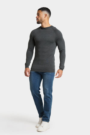 Merino Wool Crew Neck Jumper in Forest Marl - TAILORED ATHLETE - ROW