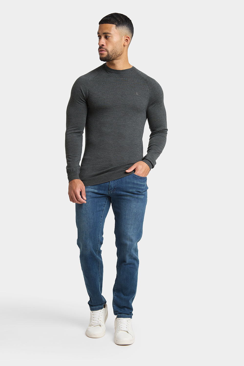 Merino Wool Crew Neck Jumper in Forest Marl - TAILORED ATHLETE - ROW