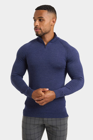 Merino Wool Half Zip Neck in Airforce - TAILORED ATHLETE - ROW