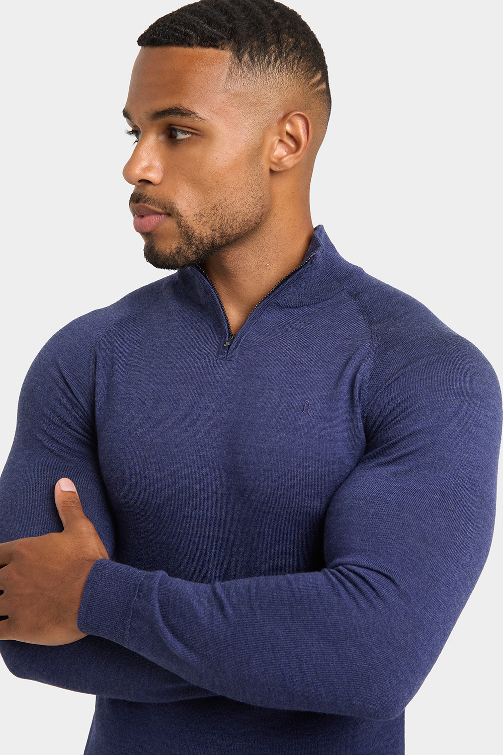 Merino Wool Half Zip Neck in Airforce - TAILORED ATHLETE - ROW