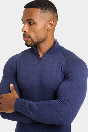 Merino Wool Half Zip Neck in Airforce - TAILORED ATHLETE - ROW