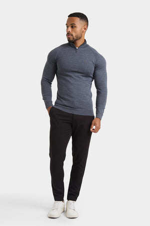 Merino Wool Half Zip Neck in Grey Marl - TAILORED ATHLETE - ROW