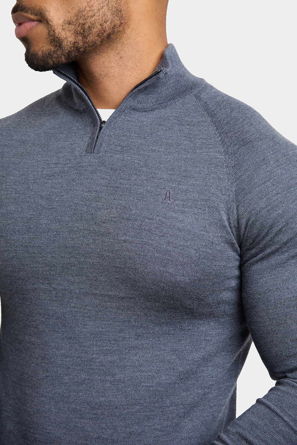 Merino Wool Half Zip Neck in Grey Marl - TAILORED ATHLETE - ROW