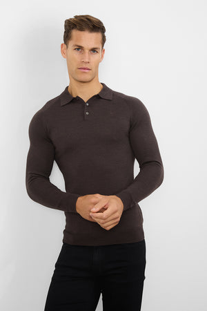 Merino Wool Polo Shirt in Bitter Chocolate - TAILORED ATHLETE - ROW