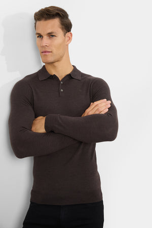 Merino Wool Polo Shirt in Bitter Chocolate - TAILORED ATHLETE - ROW