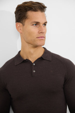 Merino Wool Polo Shirt in Bitter Chocolate - TAILORED ATHLETE - ROW