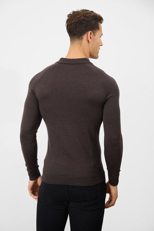 Merino Wool Polo Shirt in Bitter Chocolate - TAILORED ATHLETE - ROW