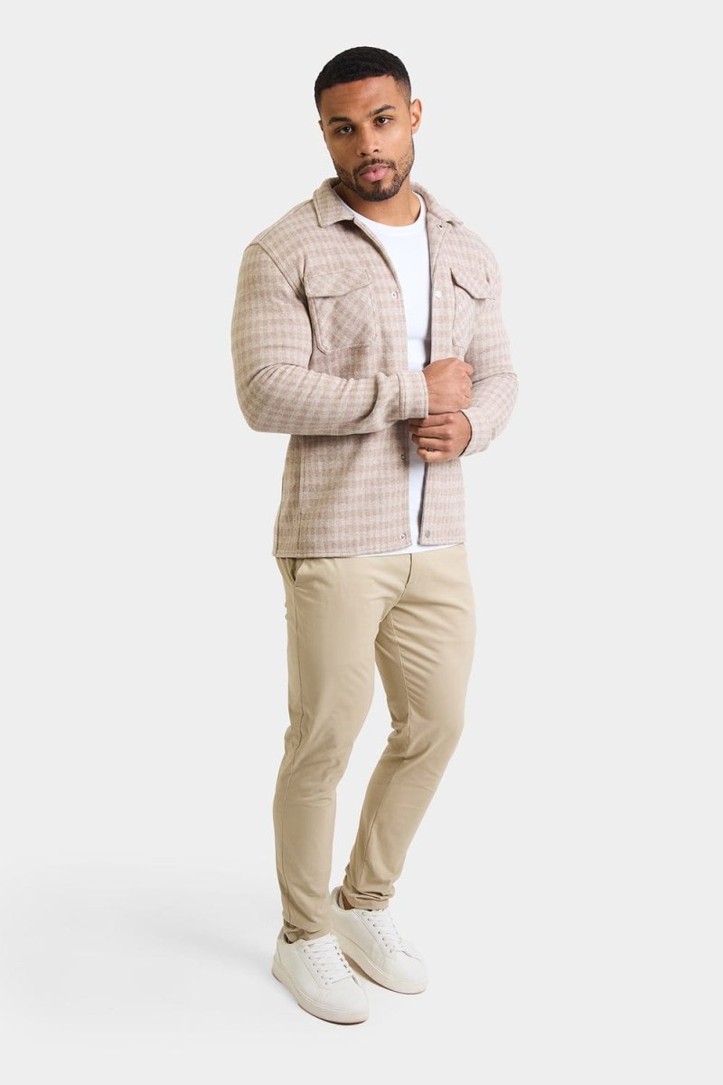 Mini Check Shacket in Stone - TAILORED ATHLETE - ROW