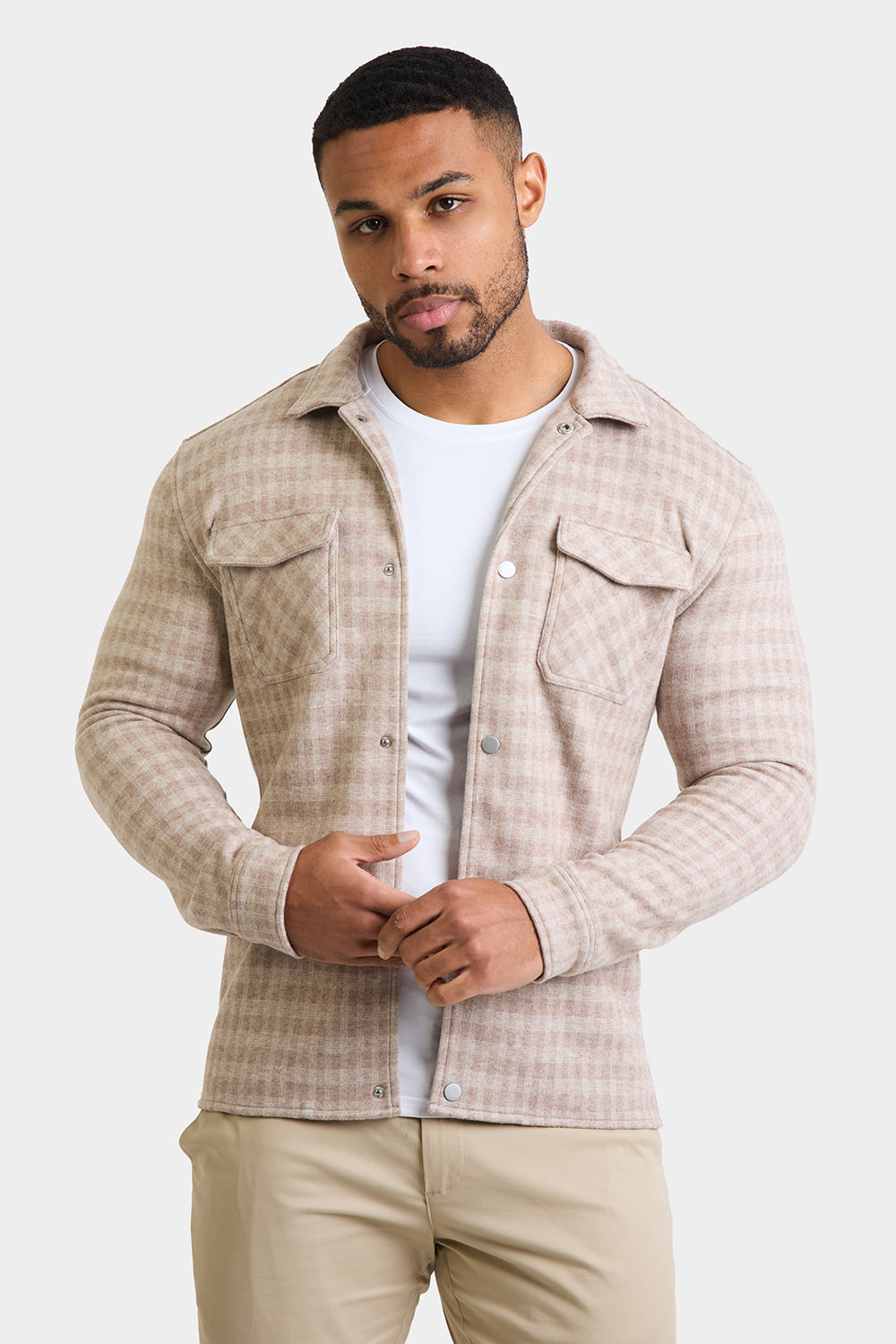 Mini Check Shacket in Stone - TAILORED ATHLETE - ROW