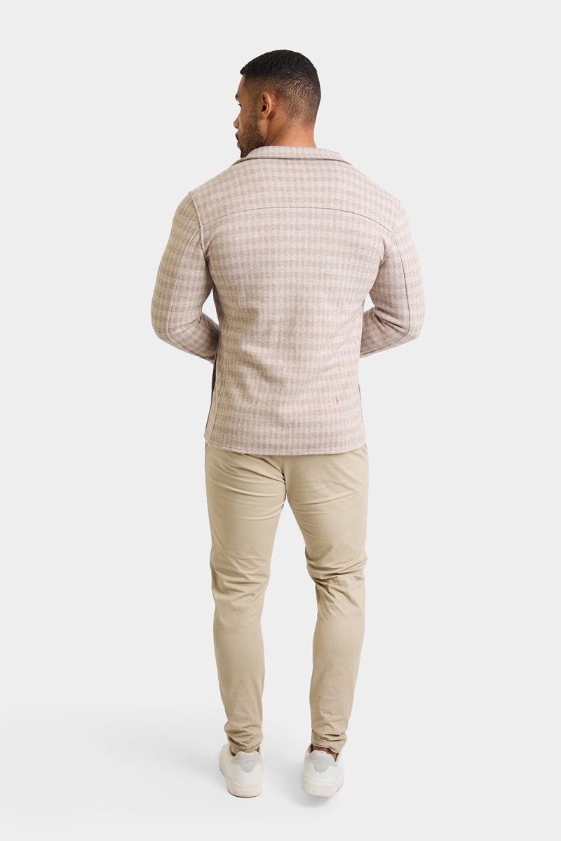 Mini Check Shacket in Stone - TAILORED ATHLETE - ROW