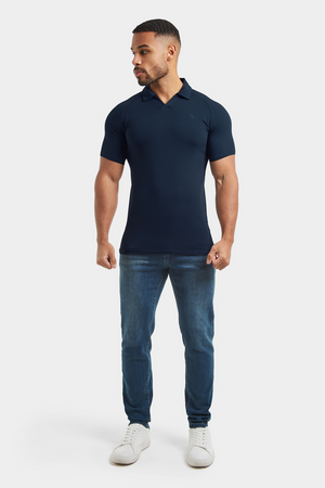 Jersey Buttonless Polo Shirt in Navy - TAILORED ATHLETE - ROW