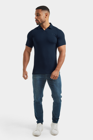 Jersey Buttonless Polo Shirt in Navy - TAILORED ATHLETE - ROW