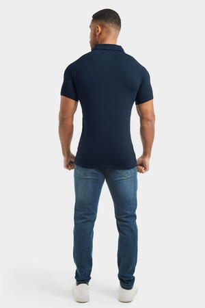 Jersey Buttonless Polo Shirt in Navy - TAILORED ATHLETE - ROW