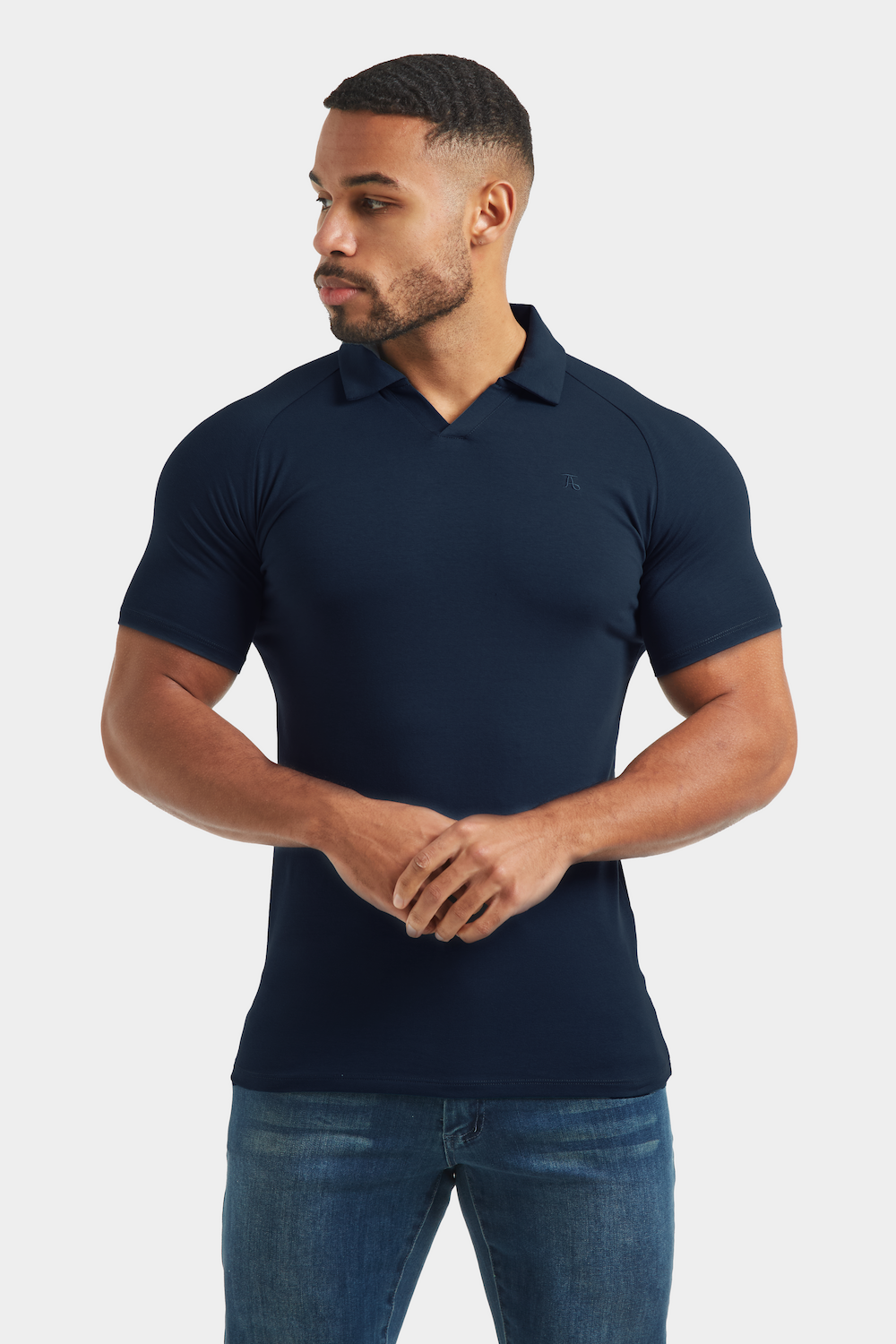 Jersey Buttonless Polo Shirt in Navy - TAILORED ATHLETE - ROW