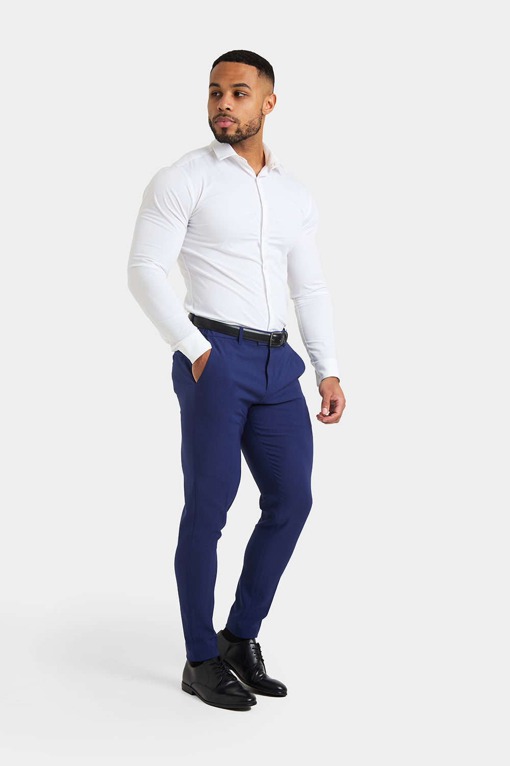 True Muscle Fit Tech Suit Trousers in Ink Blue - TAILORED ATHLETE - ROW