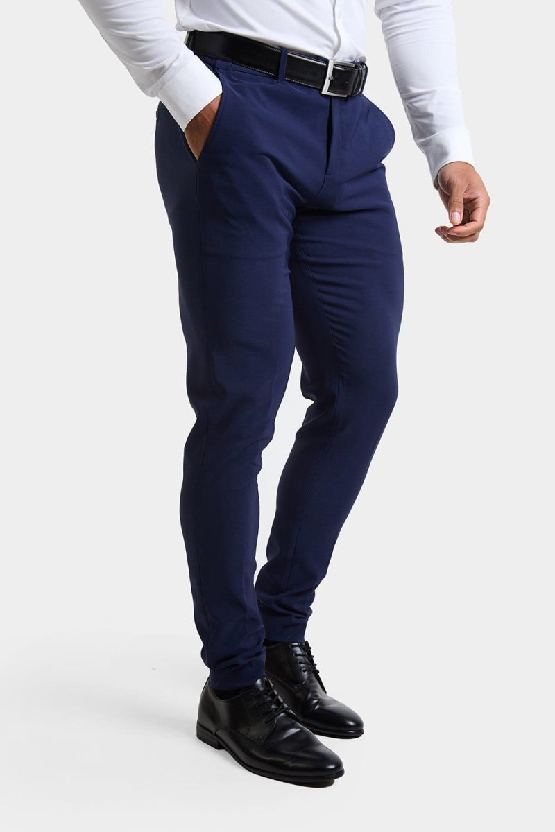 True Muscle Fit Tech Suit Trousers in Navy - TAILORED ATHLETE - ROW