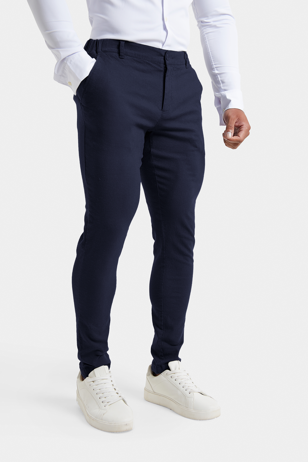 Linen-blend Trousers in Navy - TAILORED ATHLETE - ROW