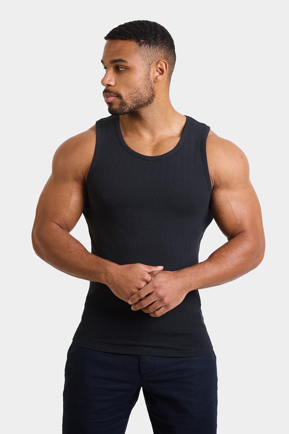 Needle Out Ribbed Vest in Black - TAILORED ATHLETE - ROW
