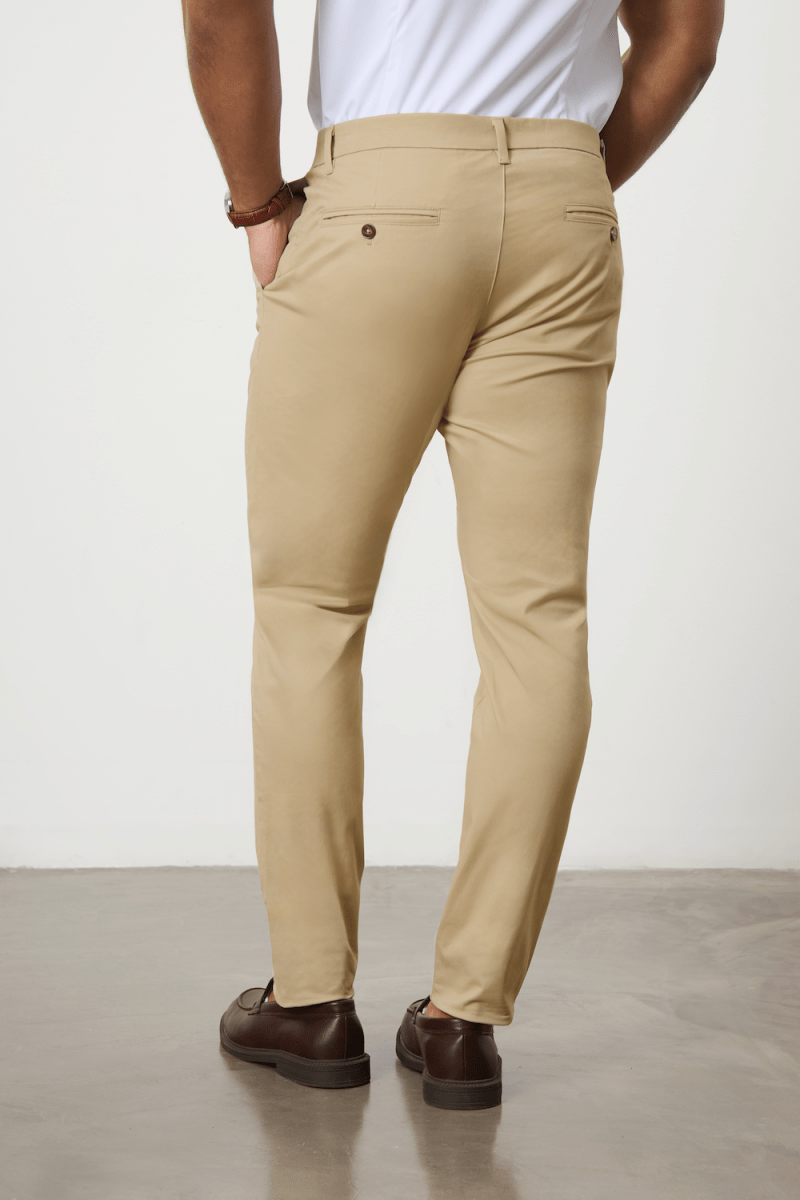 Muscle Fit Cotton Stretch Chino Trouser in Dark Stone - TAILORED ATHLETE - ROW