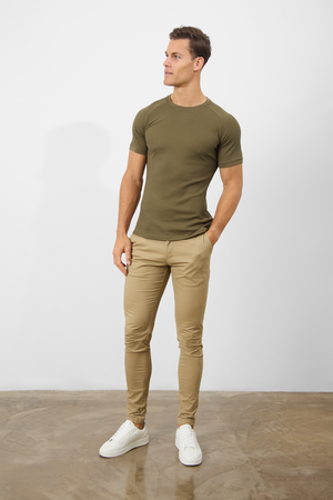 Short Sleeve Waffle T-Shirt in Khaki - TAILORED ATHLETE - ROW