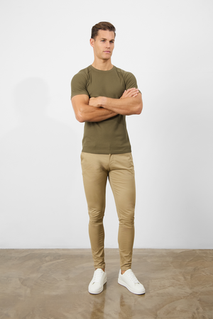 Short Sleeve Waffle T-Shirt in Khaki - TAILORED ATHLETE - ROW