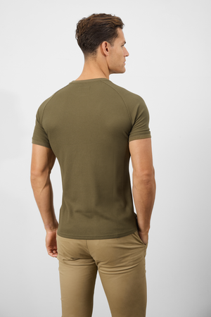 Short Sleeve Waffle T-Shirt in Khaki - TAILORED ATHLETE - ROW