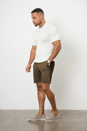 Muscle Fit Chino Shorts in Khaki - TAILORED ATHLETE - ROW