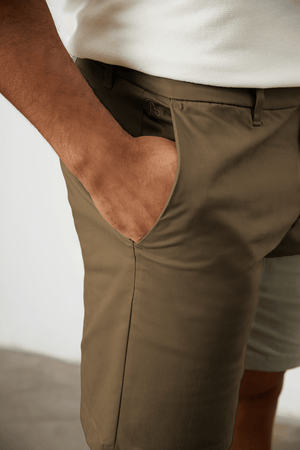 Muscle Fit Chino Shorts in Khaki - TAILORED ATHLETE - ROW