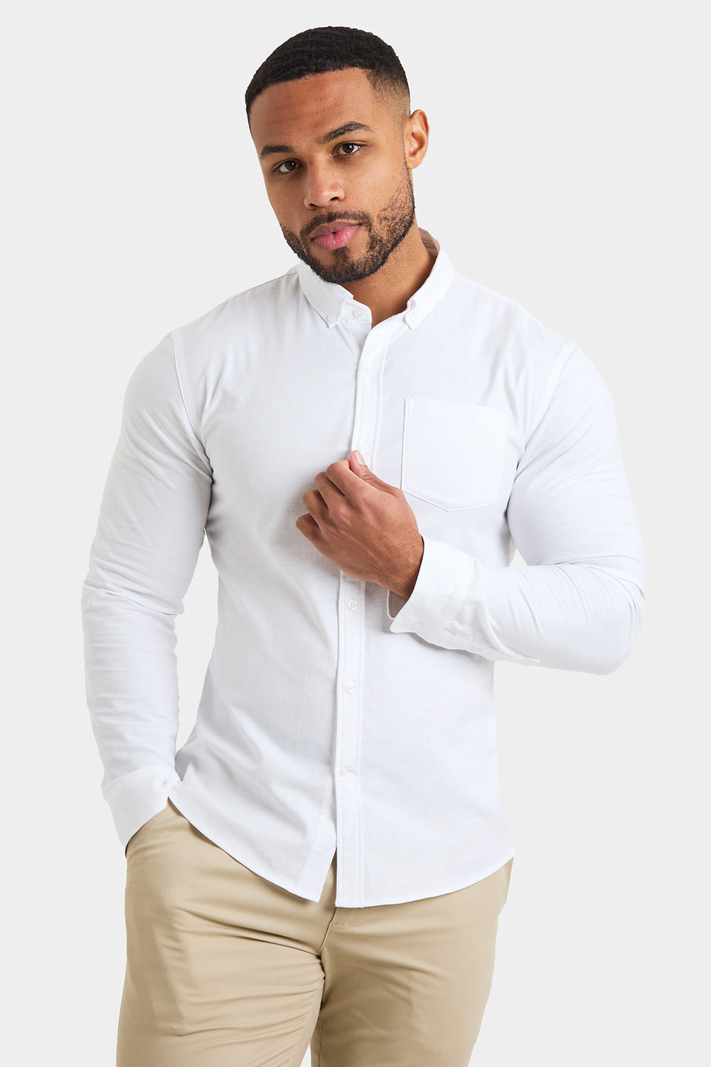 Casual Oxford Shirt in White - TAILORED ATHLETE - ROW