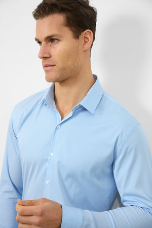 Performance Business Shirt in Blue/White Bengal Stripe - TAILORED ATHLETE - ROW