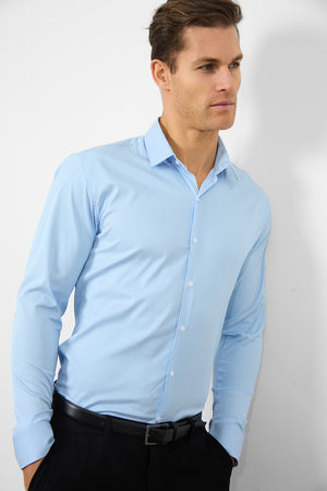 Performance Business Shirt in Blue/White Bengal Stripe - TAILORED ATHLETE - ROW