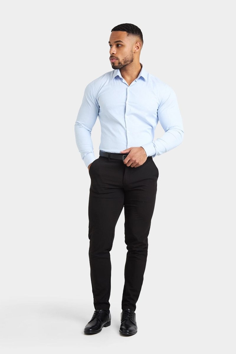 Performance Business Shirt in Blue Fine Stripe - TAILORED ATHLETE - ROW