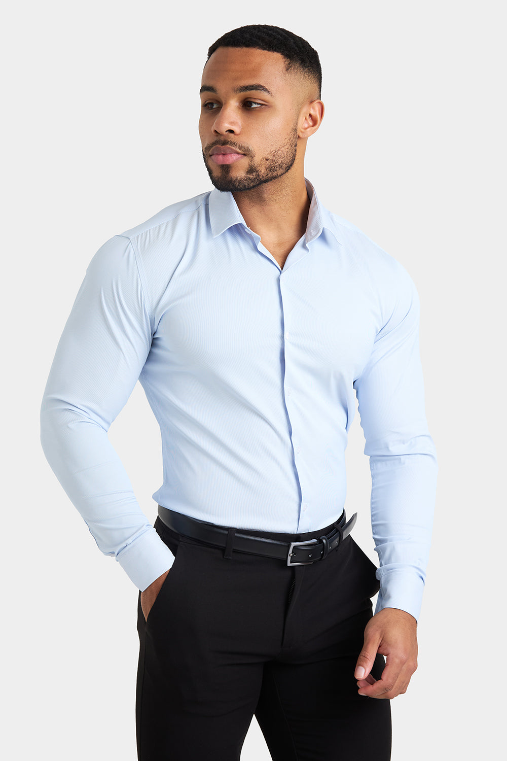 Performance Business Shirt in Blue Fine Stripe - TAILORED ATHLETE - ROW