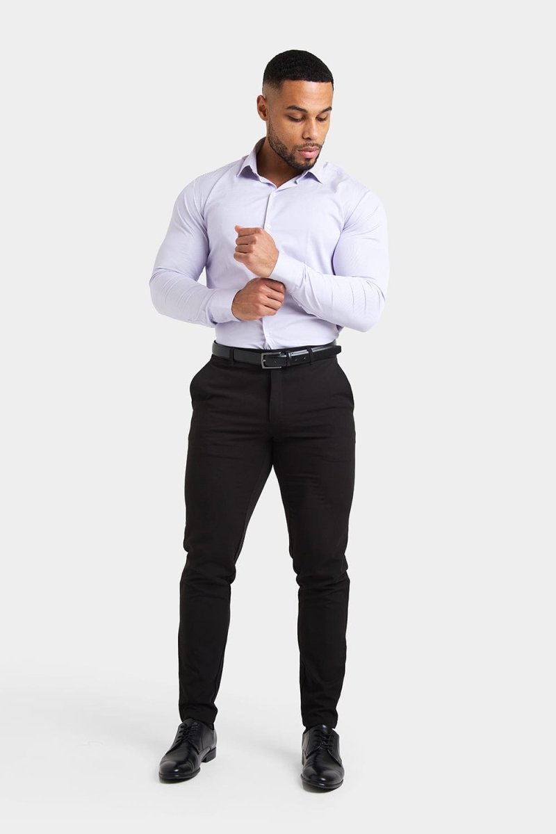 Performance Business Shirt in Lilac Fine Stripe - TAILORED ATHLETE - ROW