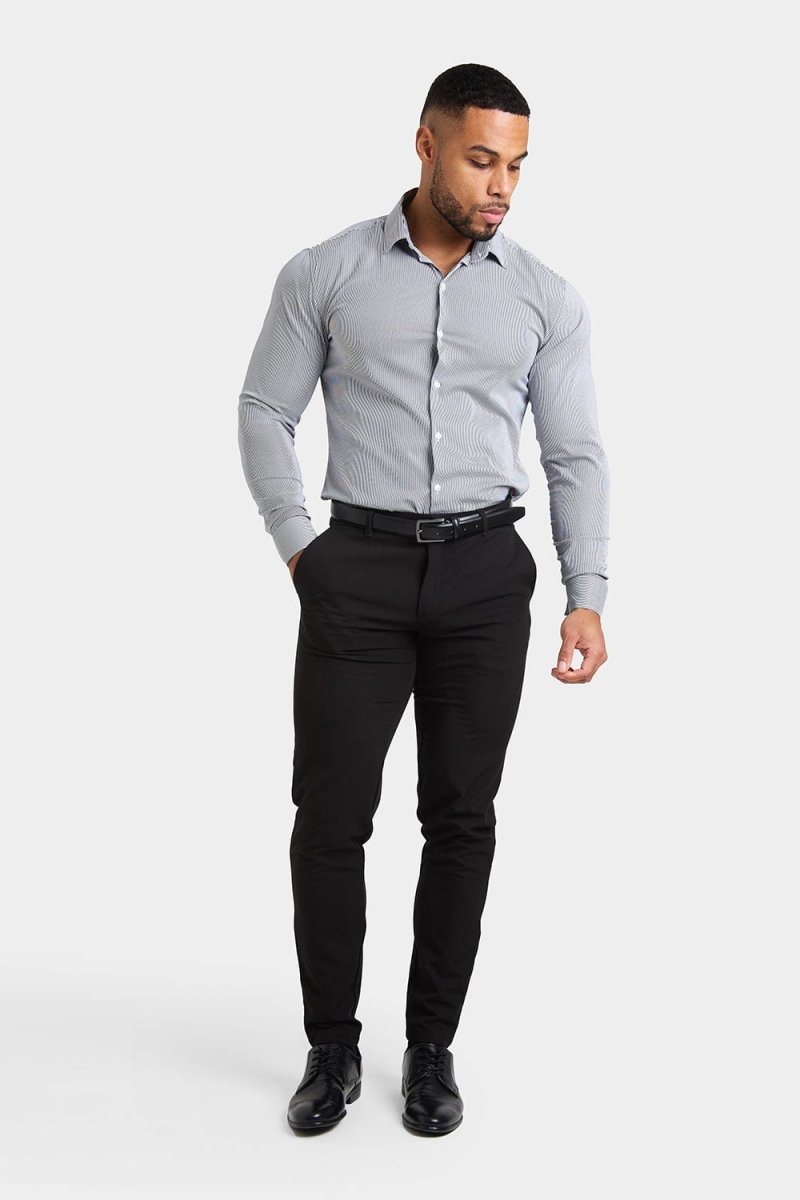 Performance Business Shirt in Navy Fine Stripe - TAILORED ATHLETE - ROW
