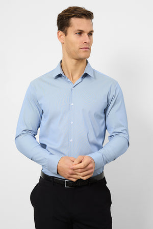 Performance Business Shirt in Navy/White Micro Stripe - TAILORED ATHLETE - ROW