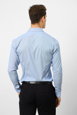 Performance Business Shirt in Navy/White Micro Stripe - TAILORED ATHLETE - ROW