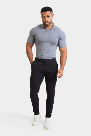 Performance Chino Trouser in Black - TAILORED ATHLETE - ROW