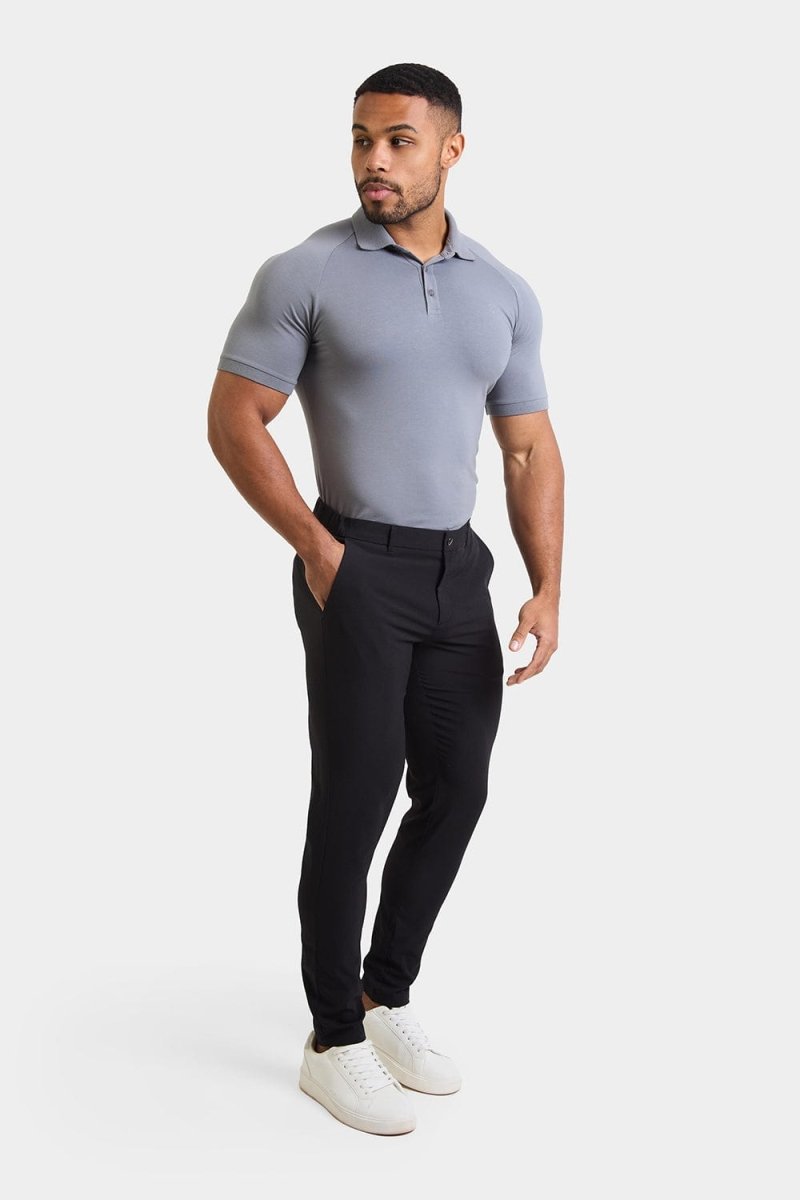 Performance Chino Trouser in Black - TAILORED ATHLETE - ROW