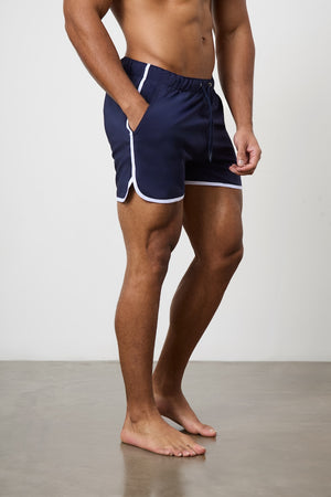 Piped Swim Short in Navy - TAILORED ATHLETE - ROW