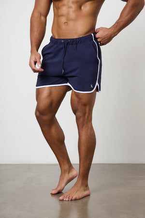 Piped Swim Short in Navy - TAILORED ATHLETE - ROW