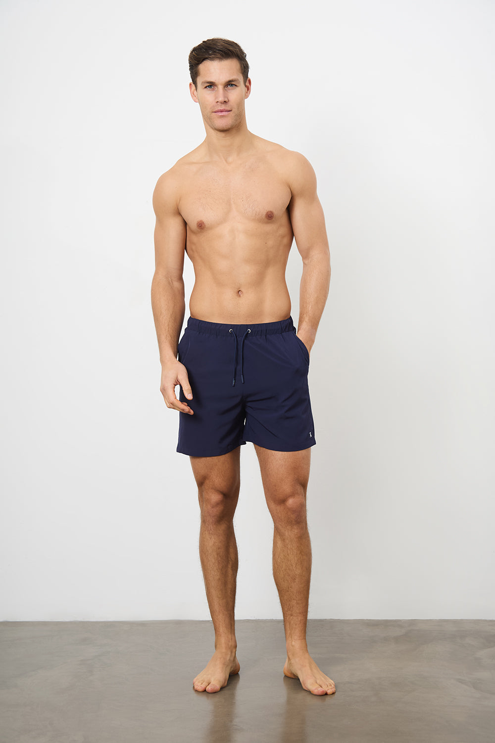 Plain Swim Short in Navy - Longer Length - TAILORED ATHLETE - ROW