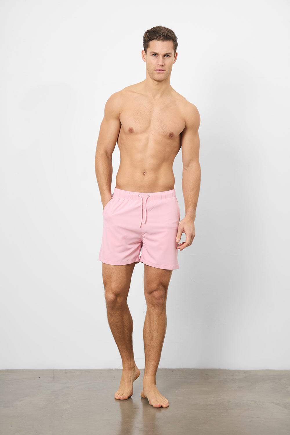 Plain Swim Short in Pale Pink - Longer Length - TAILORED ATHLETE - ROW