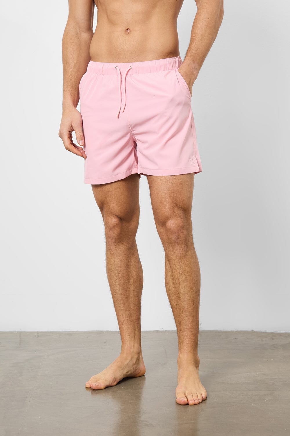 Plain Swim Short in Pale Pink - Longer Length - TAILORED ATHLETE - ROW