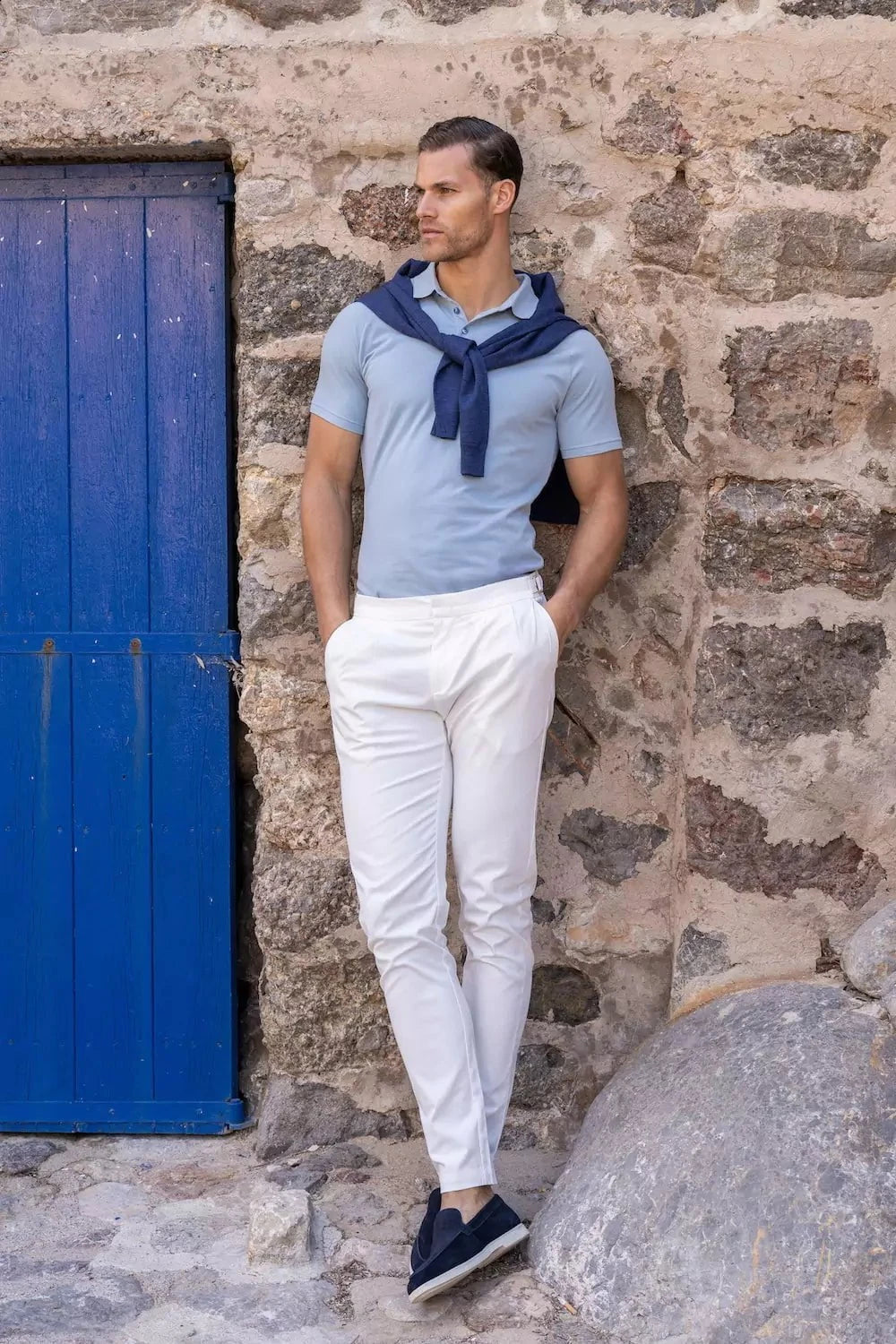 Muscle Fit Polo Shirt in Pale Blue - TAILORED ATHLETE - ROW